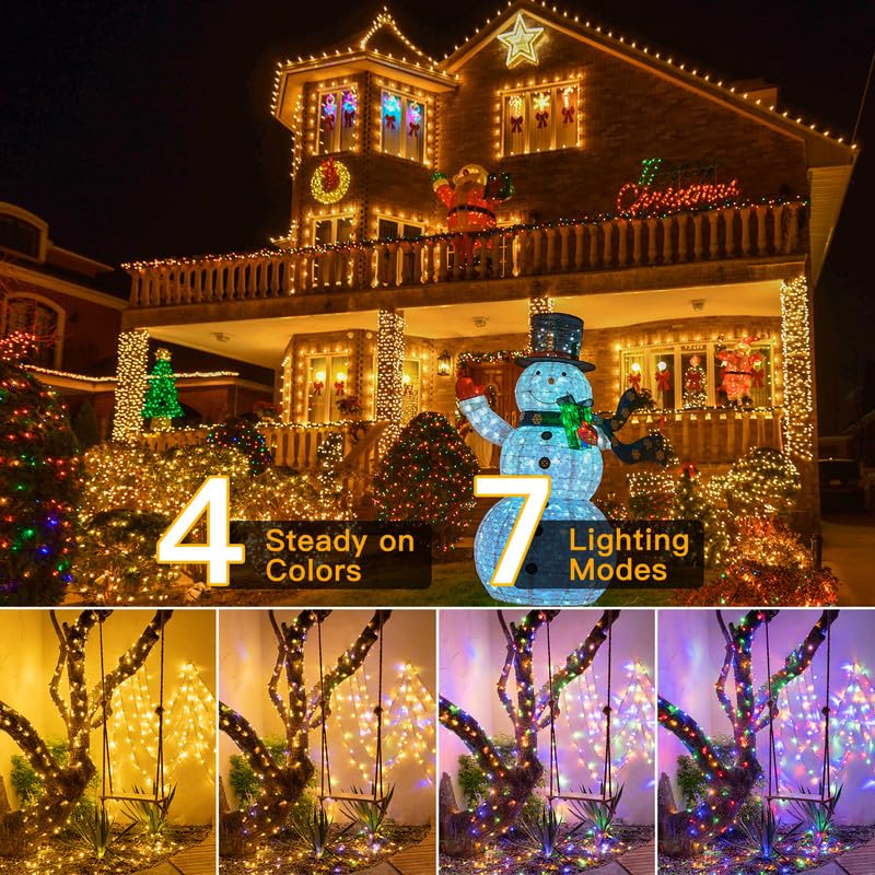 Ollny Christmas Lights, 210FT 640LED Color Changing Christmas Tree Lights with 11 Modes Remote Control, Outdoor Christmas ...