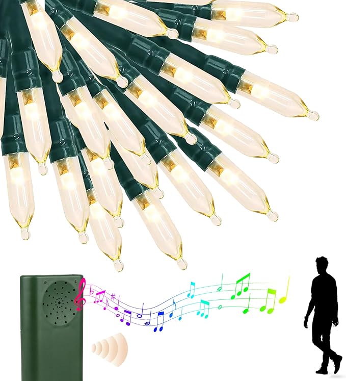 Green Convenience 33ft 100 LED String Lights,Battery Christmas Music Light Waterproof,Motion Sensor Christmas Lights with ...