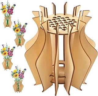 Vase for Lego Flowers - Wooden Puzzle Flower Vase for Lego Flower Bouquet Building Set - Display Stand for Lego Roses Cher...