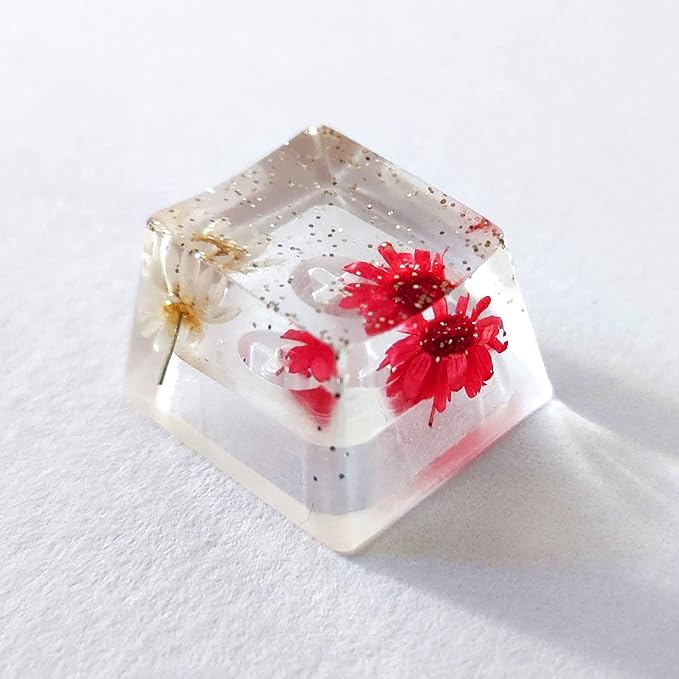 Custom Resin Artisan Escape Keycaps (OEM, R4) for Cherry MX Gaming Mechanical Keyboards, Transparent Flower Cool Esc Key C...