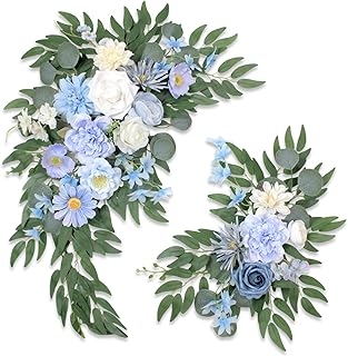 Odouzy Pack of 2 Wedding Arch Decorations Artificial Hanging Flowers Floral Swag for Wedding Welcome Sign Backdrop Balloon...