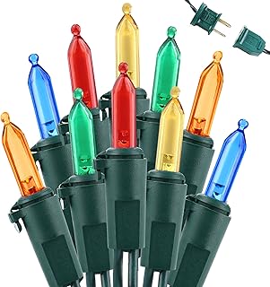 Brizled Multicolor Christmas Lights, 33ft 100 LED Christmas Lights, 120V UL Certified Connectable Xmas Tree Light Colored ...