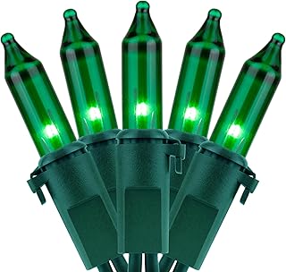 YULETIME 200 Green Christmas Lights, Pack of 2 Sets 33 Feet 100 Count UL Certified Incandescent String Lights (Green - Gre...