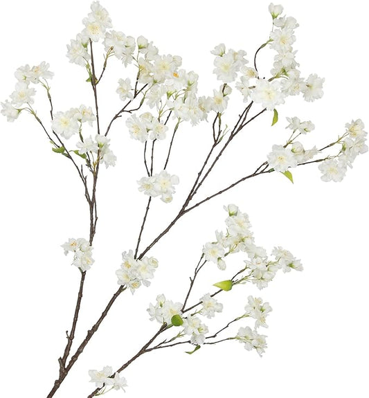 CISDUEO White Cherry Blossom Branches Long Stem Artificial Flowers for Tall Vase Silk Flower Bulk Plum Blossom Flowers for...