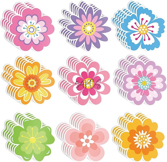 Hedeey 54 Pcs Spring Floral Paper Flower Decor for Spring Bulletin Board Classroom Decoration (Flower 54)