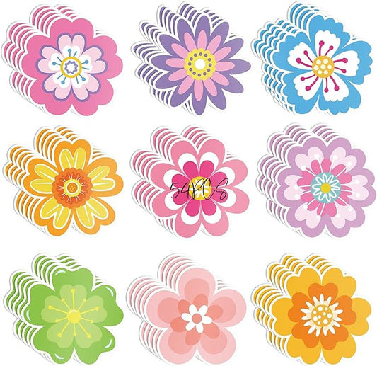 Hedeey 54 Pcs Spring Floral Paper Flower Decor for Spring Bulletin Board Classroom Decoration (Flower 54)