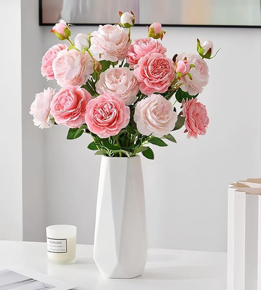 Small White vase,7.5 inch Ceramic Flower Vases Minimalism Style for Modern Table Shelf Centerpiece Home Decor Fit for Hous...