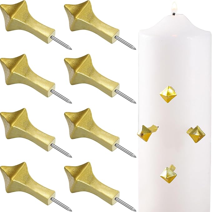 MorningRo 8 Pcs Easter Candlelight Vigil Service Accessory Gold Candle Nails Candlelight Candle Holders for Easter Church ...