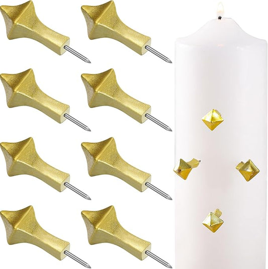 MorningRo 8 Pcs Easter Candlelight Vigil Service Accessory Gold Candle Nails Candlelight Candle Holders for Easter Church ...