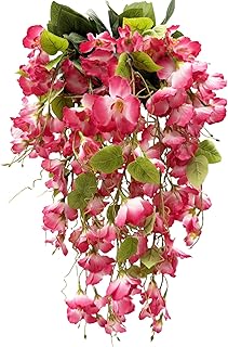 JOJAZE 2 Pcs Fake Hibiscus Flowers for Outdoors Artificial Hanging Plants Realistic UV Resistant Silk Faux Hibiscus Flower...