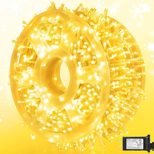 weillsnow 164 FT 500 LED Christmas Lights Outdoor, Waterproof Christmas Fairy Lights with Timer, Plug in Warm White LED St...