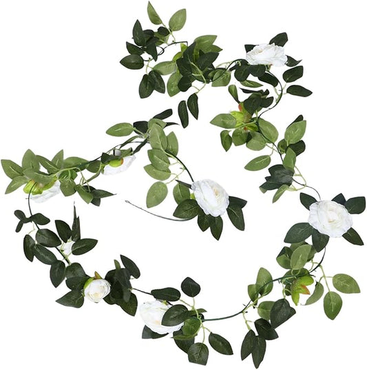 LIFKOME Rose Garlands for Decoration Faux Hanging Plants Indoor Wedding Arch Flowers Artificial Vines Easy Install Ceiling...