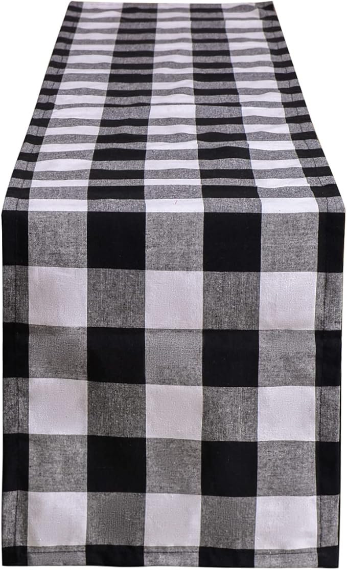 Tosewever Buffalo Check Plaid Table Runner, Cotton Polyester Blend Classic Family Dinner Table Runners for Indoor Outdoor ...