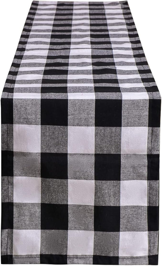 Tosewever Buffalo Check Plaid Table Runner, Cotton Polyester Blend Classic Family Dinner Table Runners for Indoor Outdoor ...
