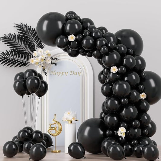 Voircoloria 130pcs Black Balloons Different Sizes 18" 12" 10" 5" Party Latex Balloons for Birthday Graduation Baby Shower ...