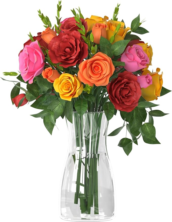 Der Rose 8 inch Clear Glass Flower Vases for Flower Bouquet Decoration Home Centerpiece Wedding Decor Gift