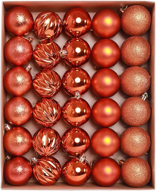 HipTree 30ct Christmas Fall Ornaments Tree Decorations Set-2.36 Inch Copper Shatterproof Decorative Hanging Ball Ornament ...