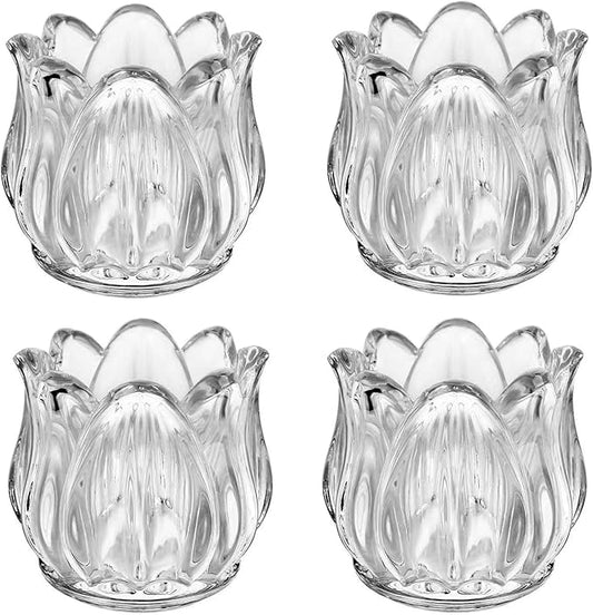 Tulip Shaped Glass Candle Holder Spring Flower Tealight Candle Holder Glass Tea Light Votive Candle Holders Candle Jars fo...