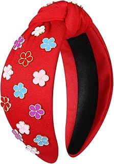 Flower Headbands Summer Headband for Women Cute Strawberry Avocado Cactus Floral Headbands Embellished White Pink Wide Top...