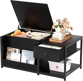 SINPAID Coffee Table with Storage, Rectangular Coffee Tables for Living Room, Modern Coffee Table with Hidden Storage Comp...