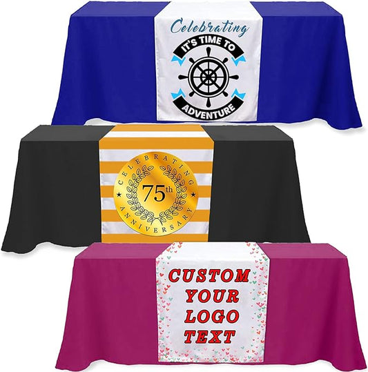 Luincas Custom Table Runner 36"x72"with Business Logo or Your Text Personalized Tablecloth Runners Customize with Logo for...