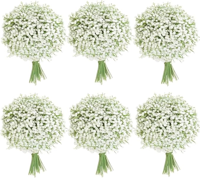 Huatsing 120 Pcs Artificial Flowers,Babys Breath Artificial Flowers,White Babys Breath Flowers Artificial Bulk,120 Pcs Rea...