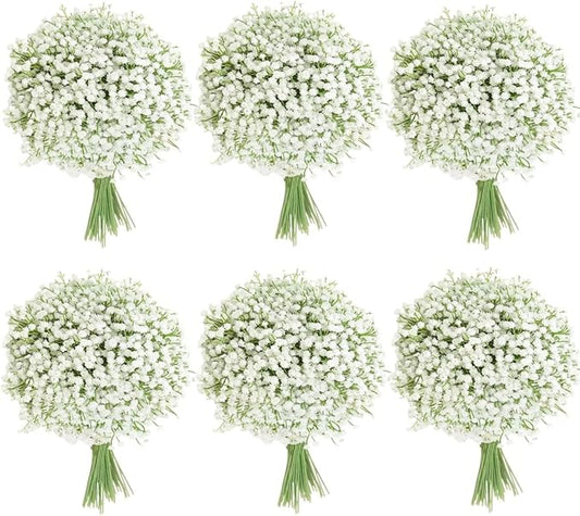 Huatsing 120 Pcs Artificial Flowers,Babys Breath Artificial Flowers,White Babys Breath Flowers Artificial Bulk,120 Pcs Rea...