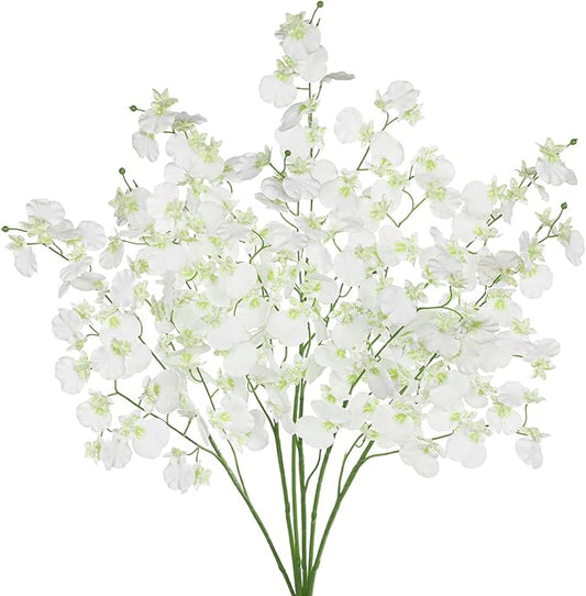 Villa Como Orchids Artificial Flowers, 6 Bunches Fake Silk Flowers for Decoration, Long Stem Real Touch Artificial Flowers...