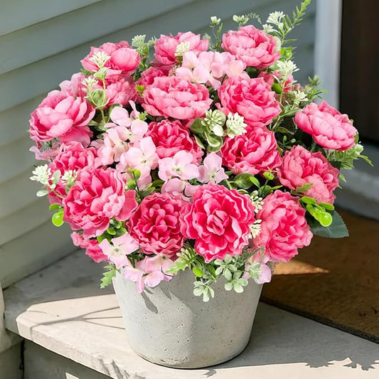 Guagb 6 Bundles Peonies Artificial Flowers for Outdoors UV Resistant Faux Peony with Hydrangea Fake Flowers Silk Flowers f...