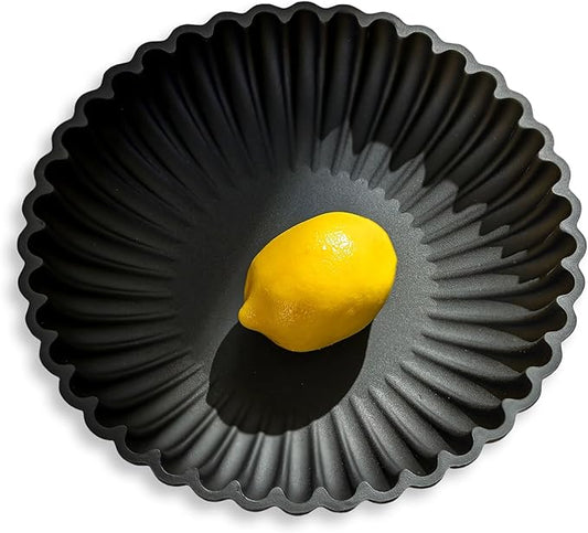 Hanobe Black Decorative Bowl Decor: Modern Resin Scalloped Ruffle Key Tray for Home Living Entryway Coffee Tables Centerpi...