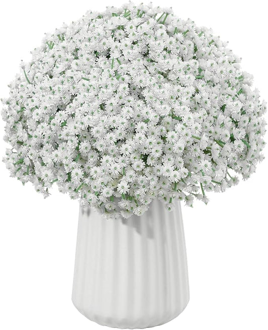 LINSIE 30 PCS 5 Bundles Small White Flowers Artificial Flowers Babys Breath Real Touch Flowers for Wedding Party Home Gard...