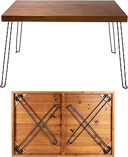 Sleekform Wooden Folding Dining Table for 4 - with Collapsible Hairpin Legs - 4 ft Portable Small Foldable Dining Room Tab...