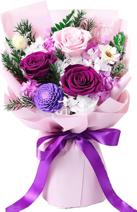 Jtoder Flowers Gifts for Women, Flower for Delivery, Preserved Purple Roses Bouquets, Anniversary Birthday Flowers Gifts f...