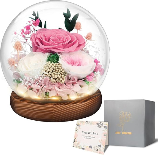 Preserved Flowers in Glass Dome, Gifts for Women, Mom Wife Grandma Girlfriend Bestie, Fresh Flowers for Delivery Prime, Re...