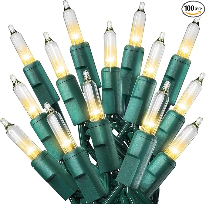 PREXTEX 100 Count Clear Christmas Lights - 20 ft Ultra Bright String Lights with Green Wire for Indoor and Outdoor Use, Ch...