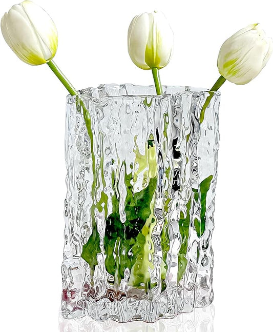 Aoderun Glass Vase Crystal Vase Heavy Duty Large Flower Vase for Dining Table Kitchen Office Home Shelf Wedding Living Roo...