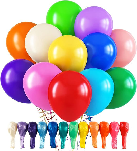 RUBFAC 120 Balloons Assorted Color 12 Inches Rainbow Latex Balloons, 12 Bright Color Party Balloons for Birthday Baby Show...
