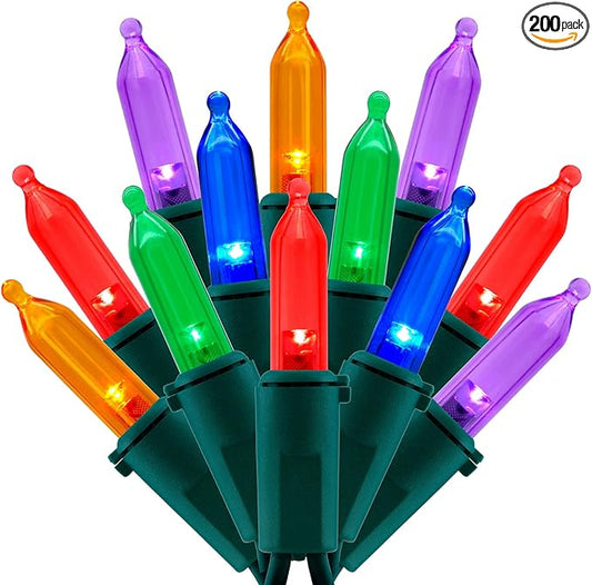 SWEET SHINE 200 Count Multicolor LED Christmas Lights, 66 ft Green Wire UL Certified Commercial Grade Holiday String Light...