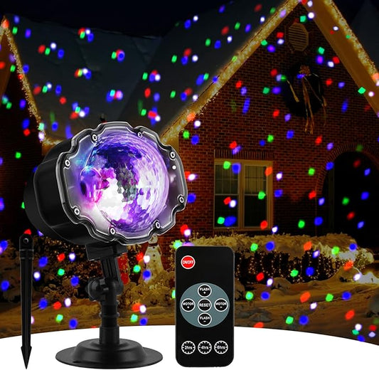 Yokgrass Christmas Snowfall Projector Lights, Multi Colors Holiday Lights with Remote Control, White Snow, Indoor Outdoor ...