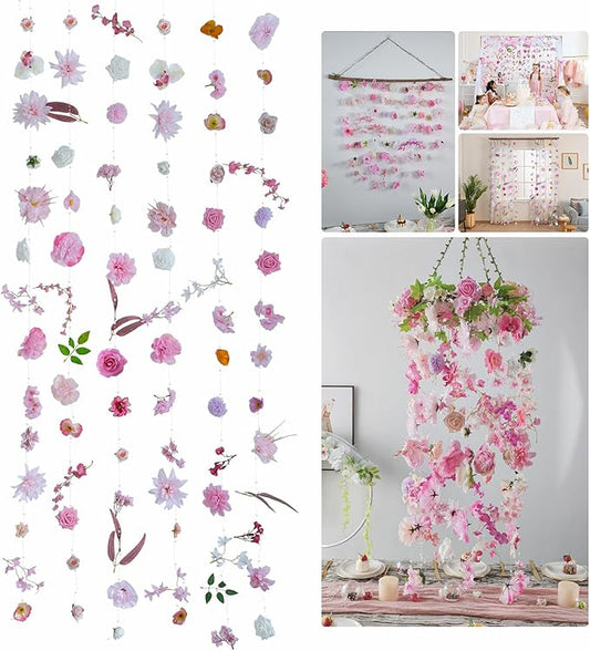 RIDDSEE Artificial Hanging Flower Garland 41.3ft Floral Vines Backdrop Wall for Wedding Party Events Spring Home Garden De...