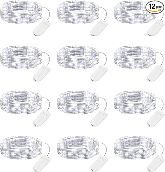 Brightown 12 Pack Led Fairy Lights Battery Operated String Lights Waterproof Silver Wire 7 Feet 20 Led Firefly Starry Moon...