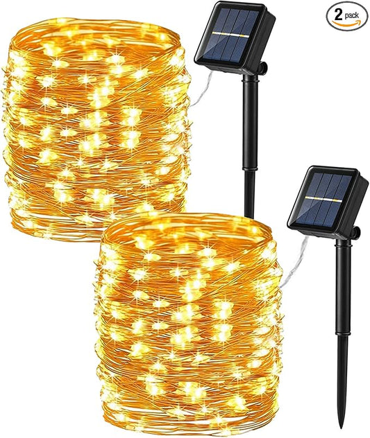Brizled 2 Pack Solar String Lights, Total 132FT 400 LED Outdoor Solar Fairy Lights, 8 Modes Solar Twinkle Lights, Waterpro...