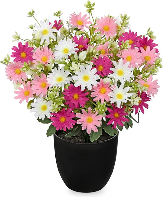 Artificial Daisy Flowers in Pot 12 Inch Fake Flowers Silk Daisy Arrangement Faux Plant Flower Decor for Spring Home Decor ...