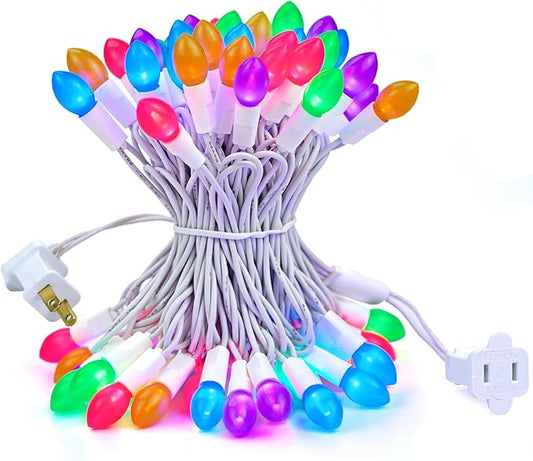 BOHON Easter Lights String 50 LED 17FT Multi Color Christmas Lights White Wire Pastel String Lights Plug in for Bedroom In...