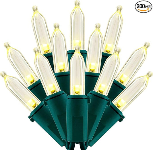 SWEET SHINE 200 Count Warm White LED Christmas Lights, 66 ft Green Wire UL Certified Commercial Grade Holiday String Light...