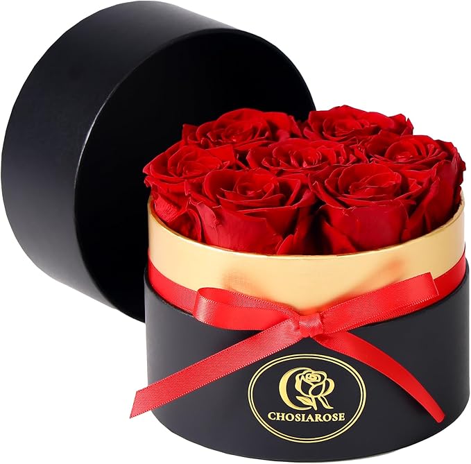 CHOSIAROSE Roses Forever Flowers for Delivery - 7 Forever Preserved Roses in Box, Preserved Flowers Gifts Anniversary Birt...