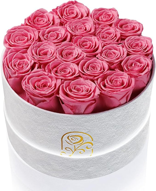 Gifts for Women Preserved Roses Flower Box, Luxury Velvet Box with 20 Roses, Preserved Flowers, Romantic Gift for Her, Wif...