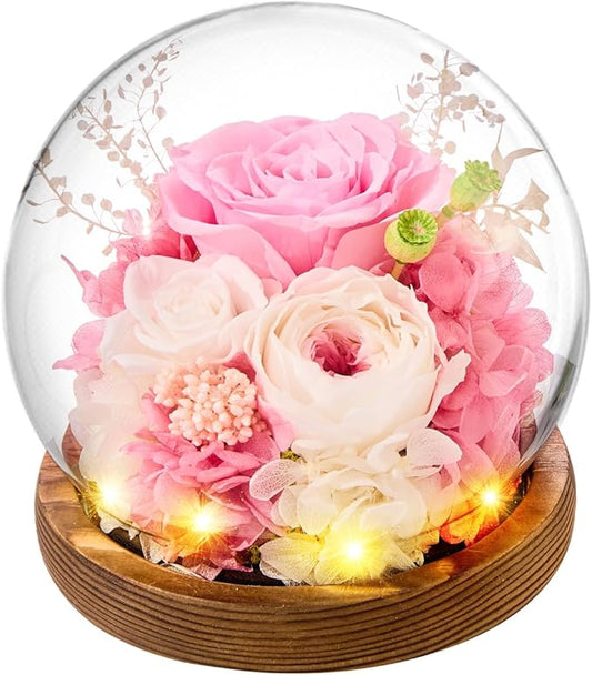 Forever Flowers Gifts for Mom .Birthday Gifts for Women, Preserved Flowers in Glass Fresh Flowers for Delivery Prime Pink ...