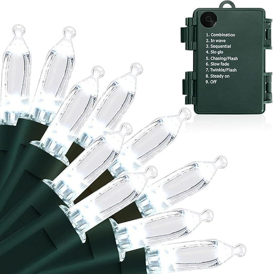 KOUQIYA Battery Operated Christmas Lights, 33ft 100 LED Battery Operated String Lights with Auto-Timer 8 Modes Waterproof ...