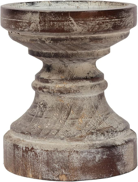 SOFE Decorative Pillar Candle Holder, Rustic Wood Candle Holders for Table Centerpiece, Handmade Farmhouse Candle Holders,...